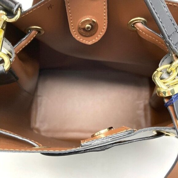 Rachel Roy Womens Bucket Bag Black Leather Magnetic Snap Drawstring Sling NEW - Picture 4 of 6